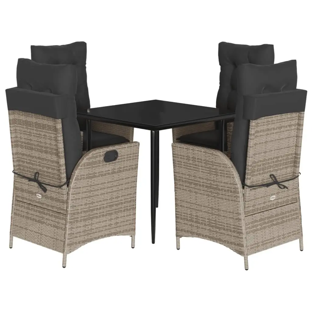 Garden Dining Set Outdoor Furniture 5 Piece Grey Poly Rattan with Cushions