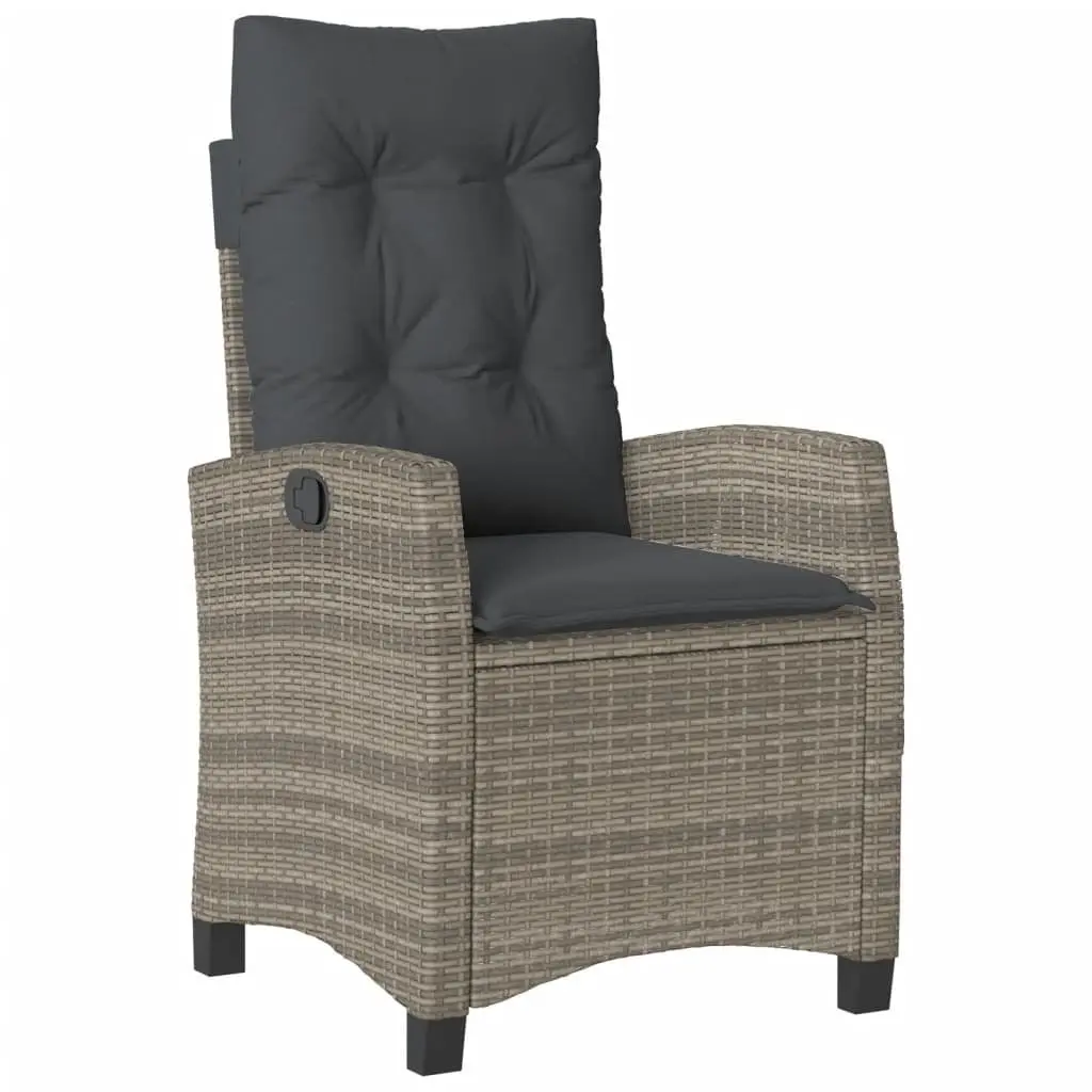 Garden Dining Set Outdoor Furniture 5 Piece Grey Poly Rattan with Cushions