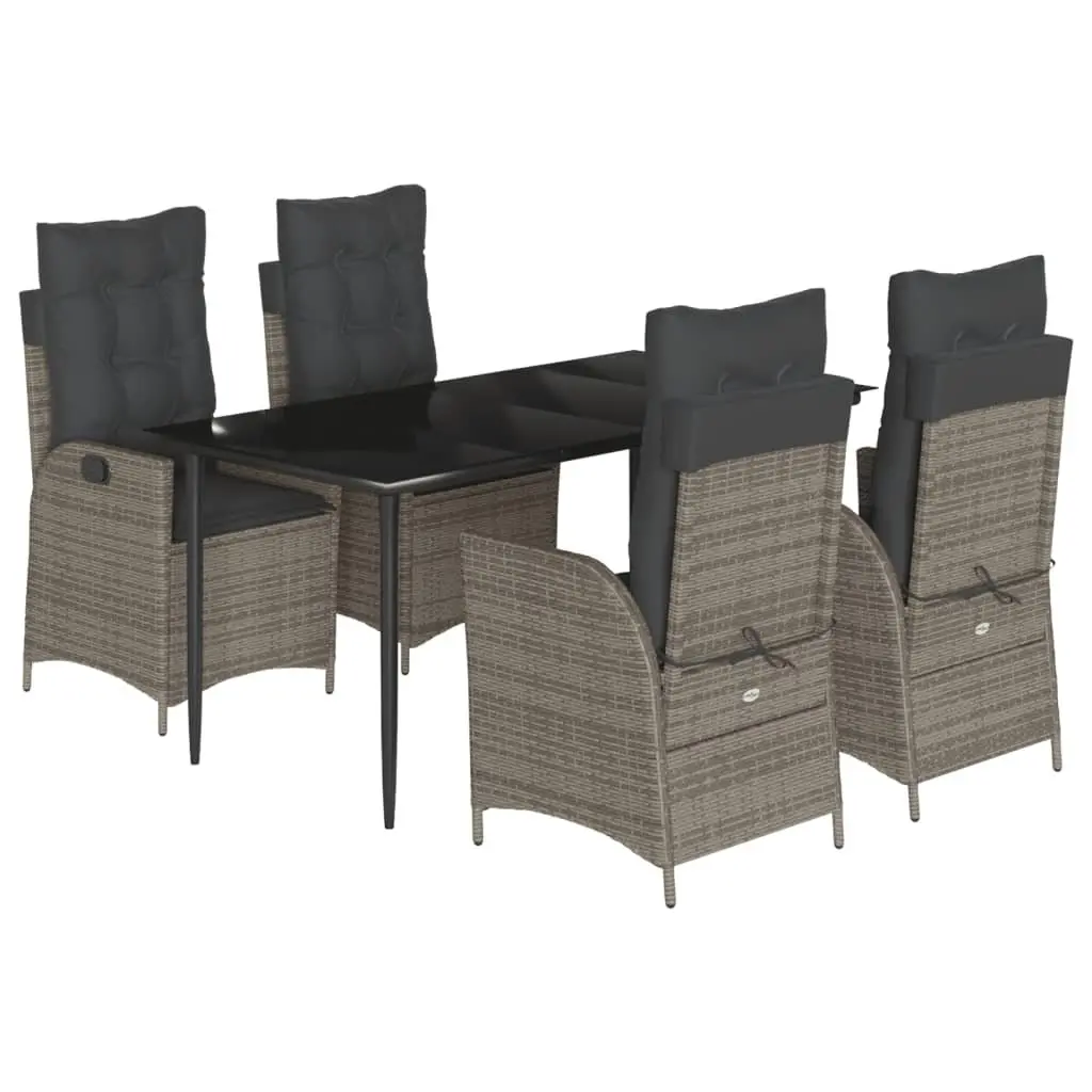 Garden Dining Set 5 Piece Outdoor Furniture Grey Poly Rattan Chair Table Patio