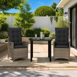 3 Piece Grey Poly Rattan Garden Dining Set Specifications