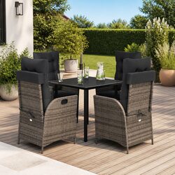 5 Piece Grey Poly Rattan Garden Dining Set Specs