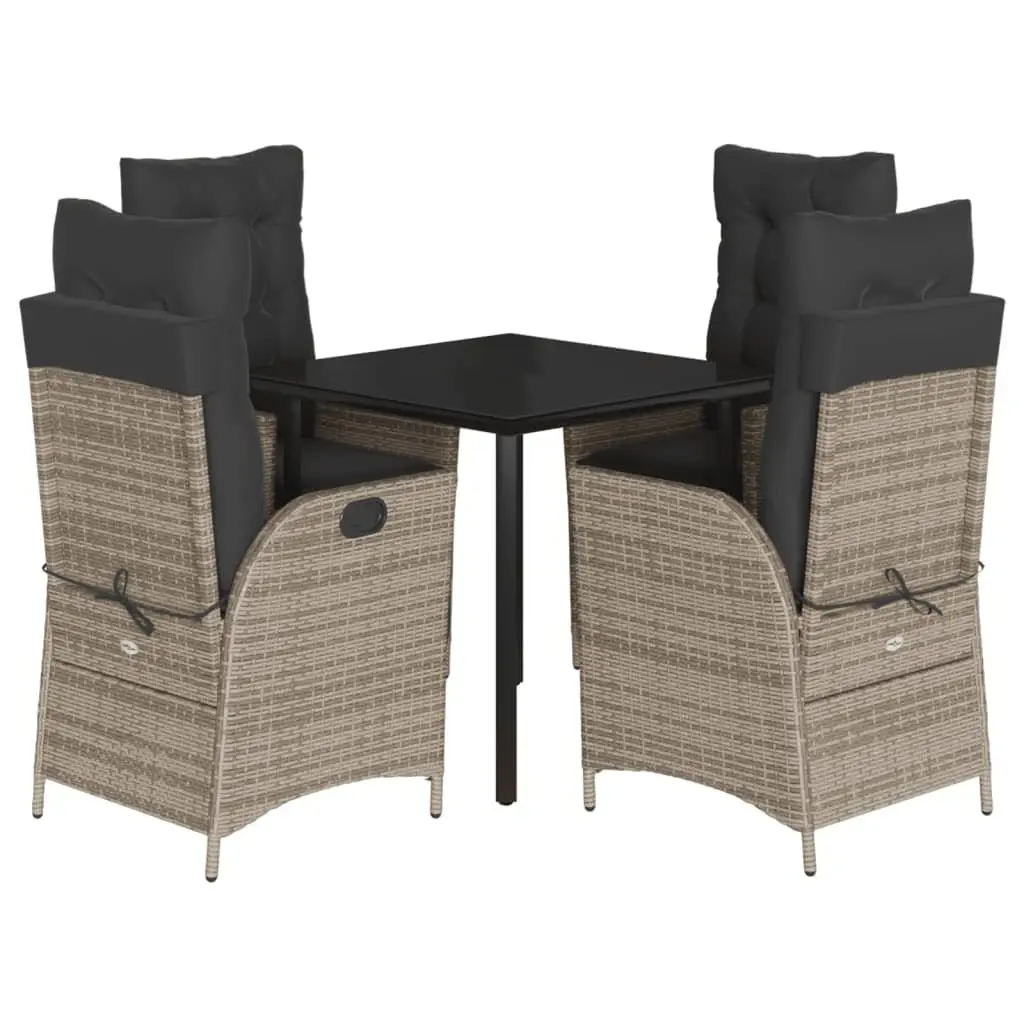 Garden Dining Set Outdoor Furniture 5 Piece Grey Poly Rattan Table Chairs