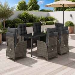 Specifications of 7 Piece Garden Dining Set Grey Poly Rattan