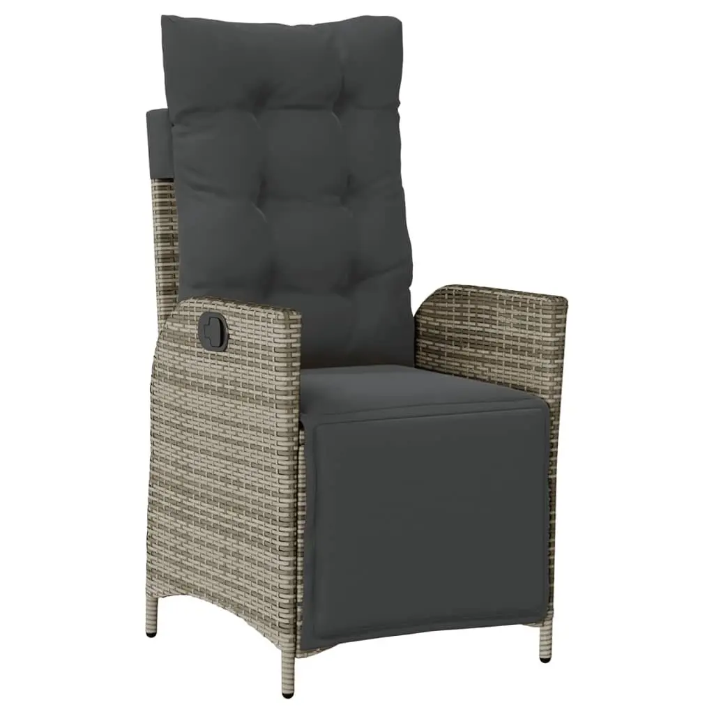 7 Piece Garden Dining Set Outdoor Furniture Grey Poly Rattan Chair Table