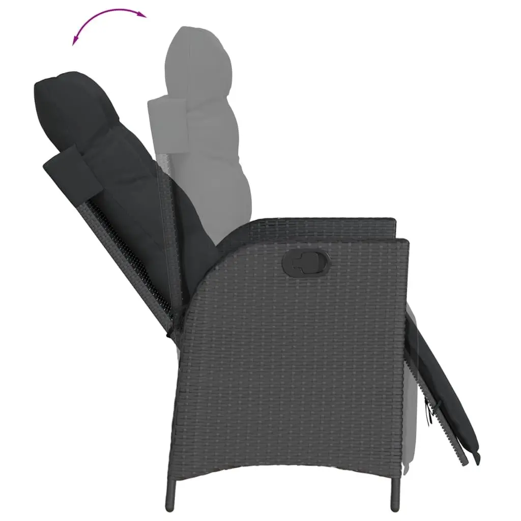 Garden Dining Set 3 Piece Outdoor Furniture Patio Table Chairs Cushions Black
