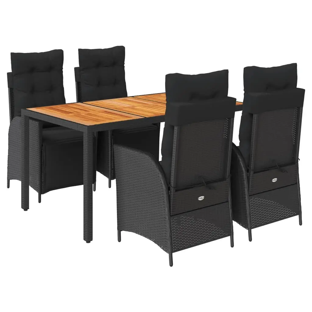 Outdoor Dining Set Garden 5 Piece Black PE Rattan Table Chairs