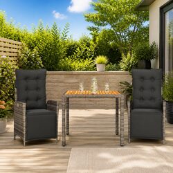Grey Poly Rattan Garden Dining Set - 3 Piece Specifications