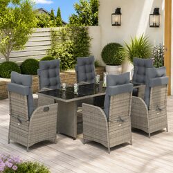 7 Piece Garden Dining Set - Grey Poly Rattan Specifications
