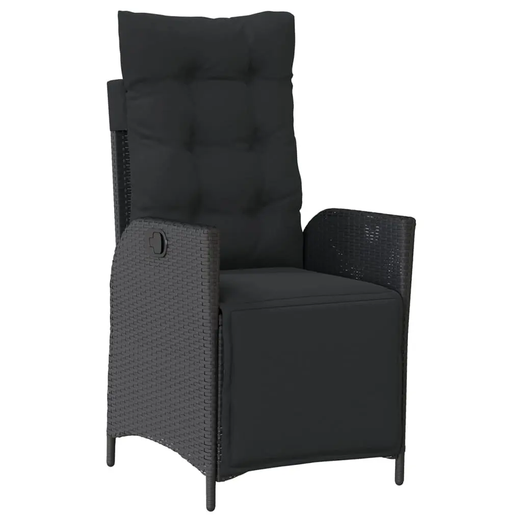 Outdoor Garden Dining Set 5 Piece Black Poly Rattan Chair Table Patio Furniture
