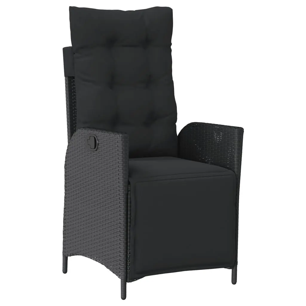 Outdoor Garden Dining Set 3 Piece Black Poly Rattan with Cushions Patio