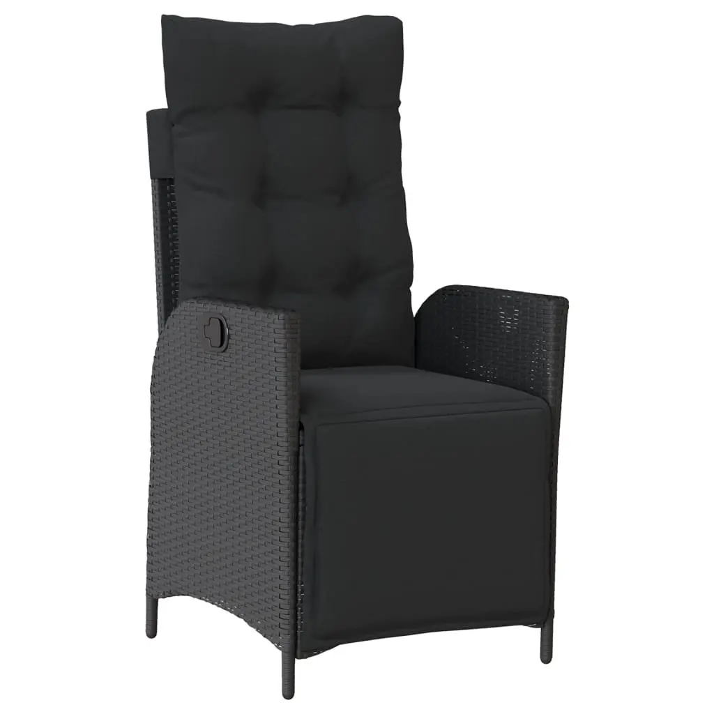 Garden Dining Set Outdoor Furniture 5 Piece Black Poly Rattan with Cushions