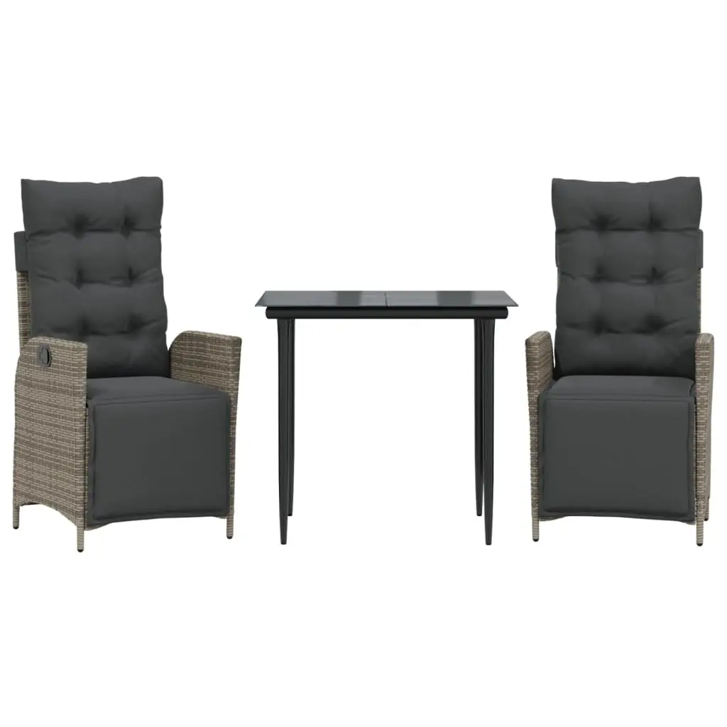 3 Piece Garden Dining Set in Grey