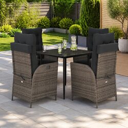 Garden Dining Set - 5 Piece Outdoor Furniture in Grey