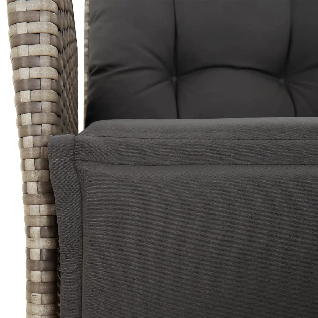 Outdoor Garden Dining Set 5 Piece Grey Poly Rattan Chair Table Cushions Patio