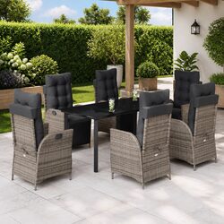Factual 7-Piece Garden Dining Set with Rattan Chairs