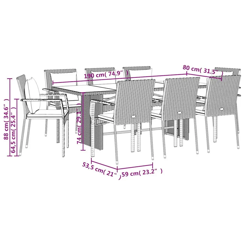9 Piece Garden Dining Set