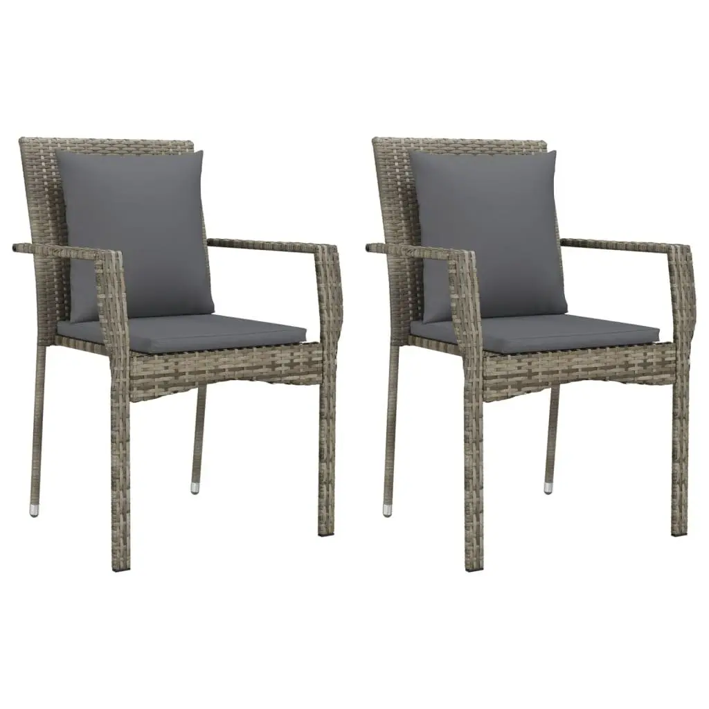 9-Piece Garden Dining Set with Grey Rattan and Cushions