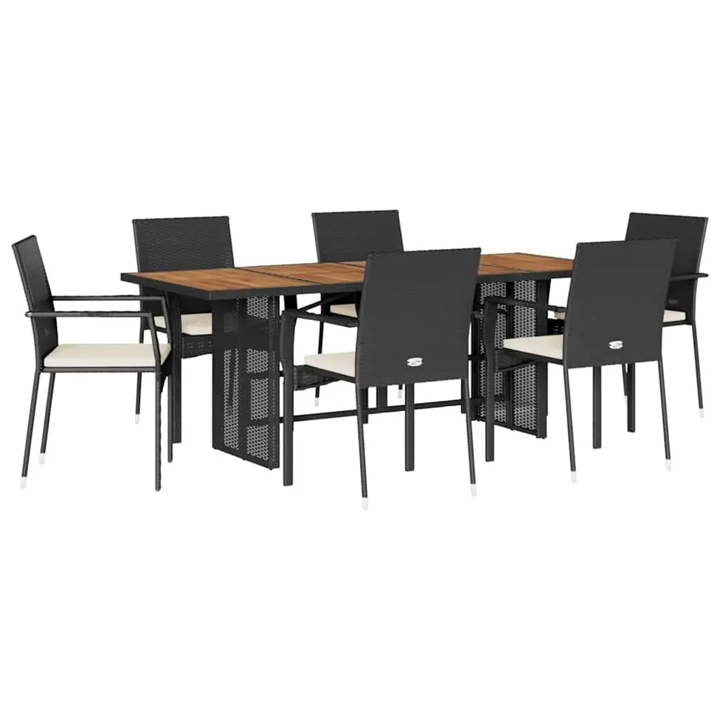 Outdoor Dining Set Garden 7 Piece Black Patio Table