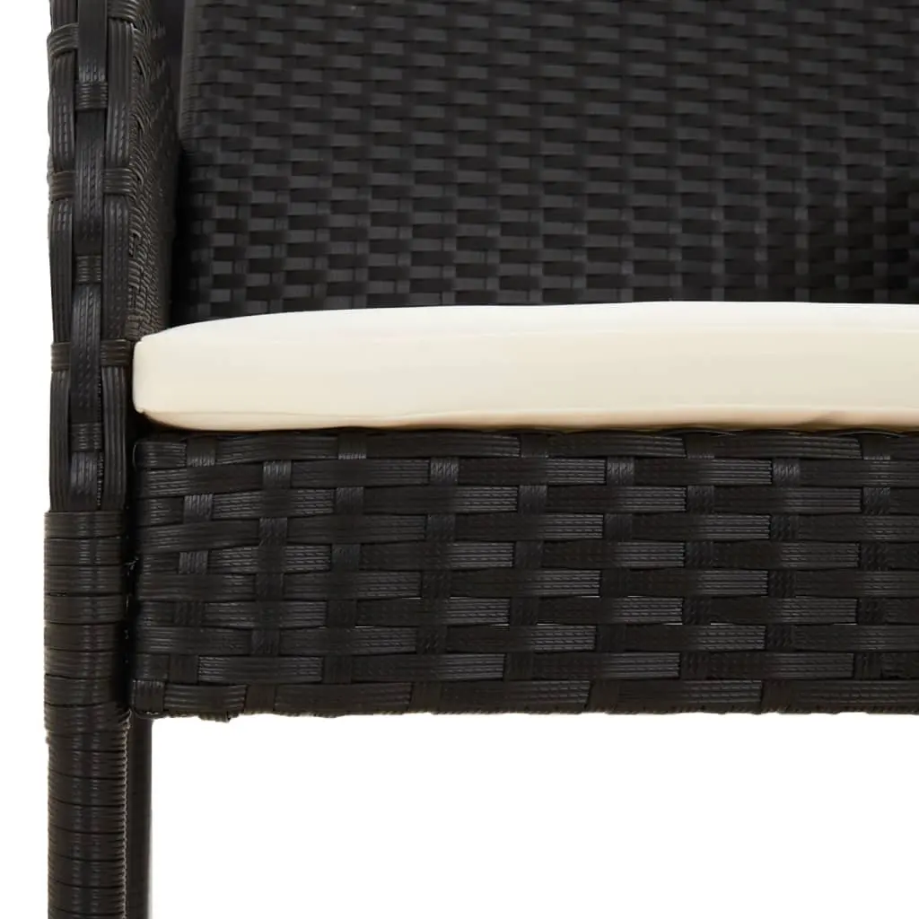 Outdoor Dining Set 7 Piece Garden Furniture Black Poly Rattan Table Chairs