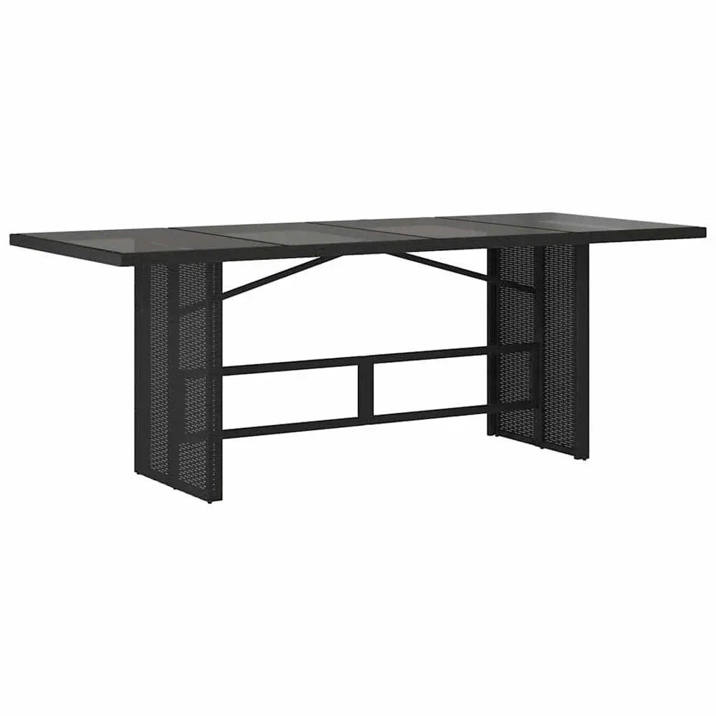 Outdoor Dining Set 9 Piece Garden Furniture with Cushions Black Poly Rattan