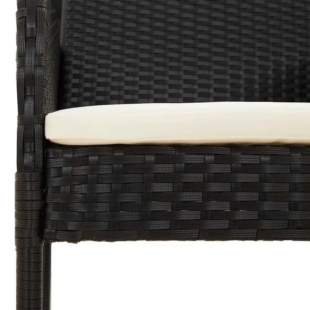 Outdoor Dining Set 9 Piece Garden Furniture with Cushions Black Poly Rattan