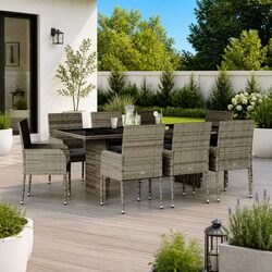 Specifications of the 9 Piece Grey Poly Rattan Dining Set