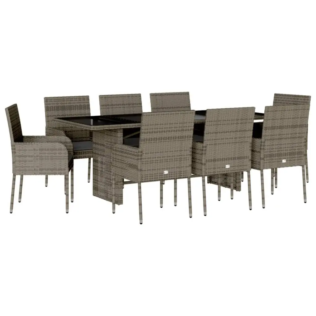 9 Piece Grey Poly Rattan Dining Set