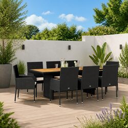 Specifications of the 9 Piece Black Outdoor Dining Set