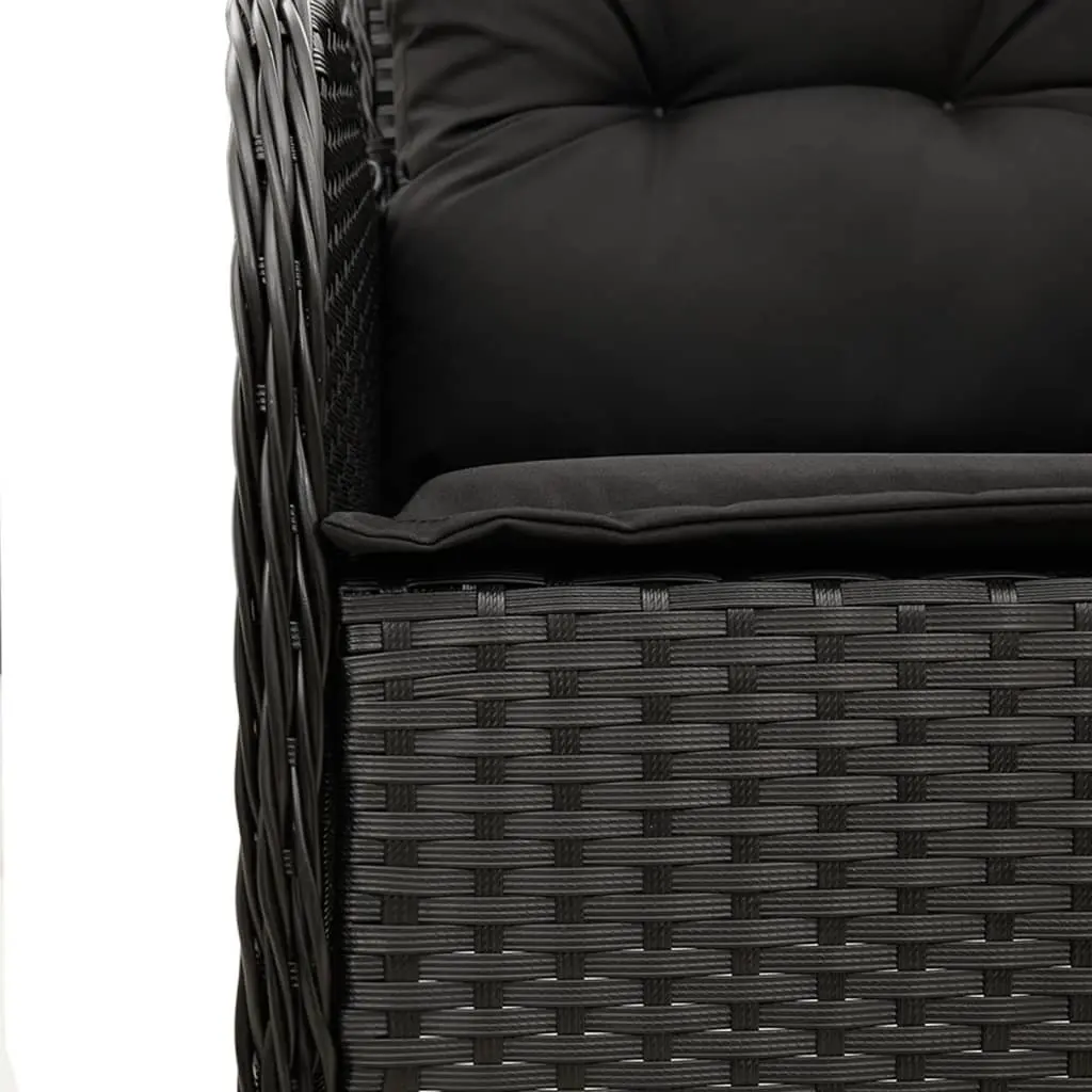 Garden Dining Set 9 Piece Outdoor Furniture Black Poly Rattan with Cushions