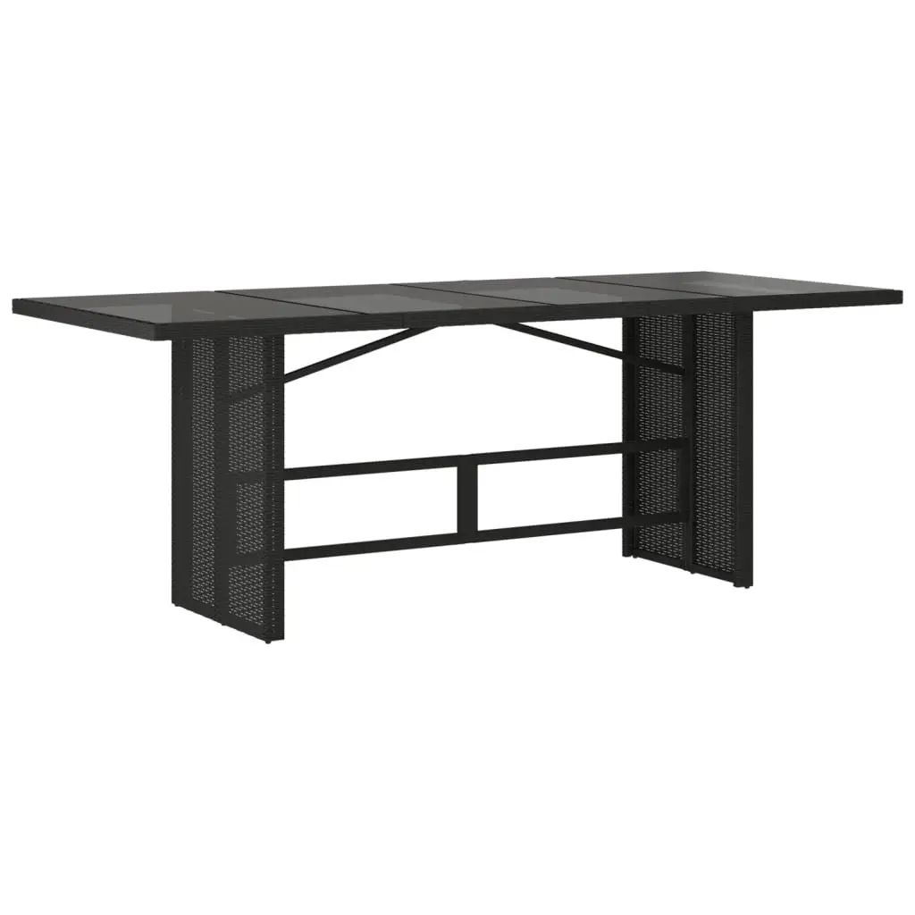 Outdoor Dining Set 7 Piece Black Poly Rattan Chairs Table with Cushions