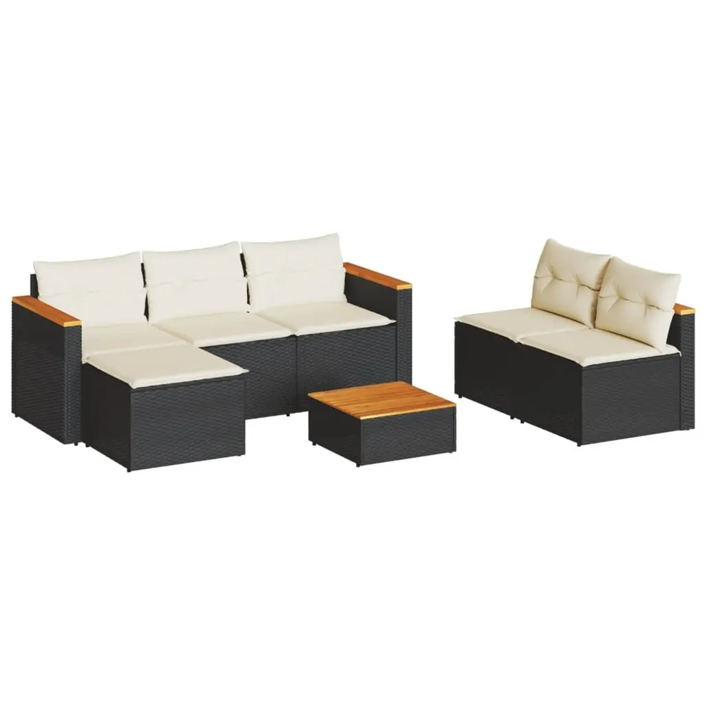 5 Piece Outdoor Garden Sofa Set Black Poly Rattan Furniture Patio