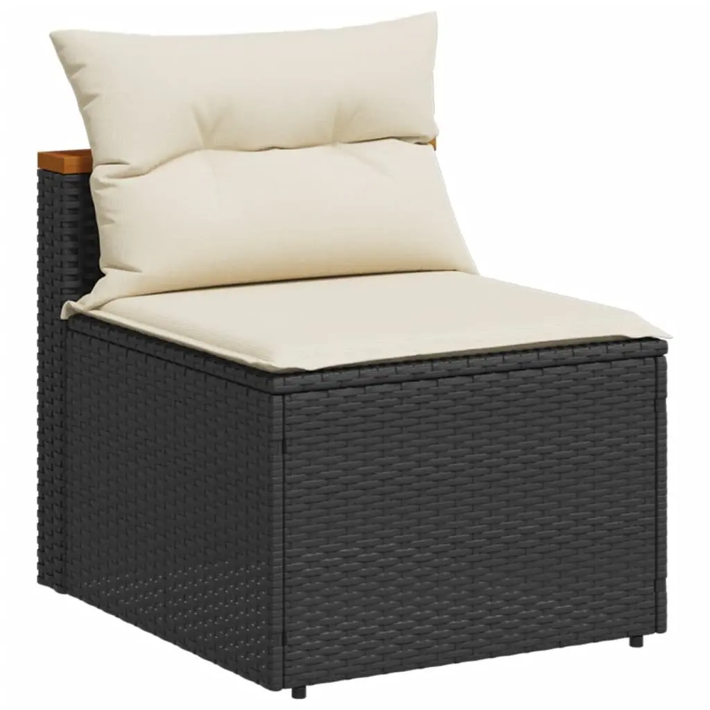 5 Piece Outdoor Garden Sofa Set Black Poly Rattan Furniture Patio