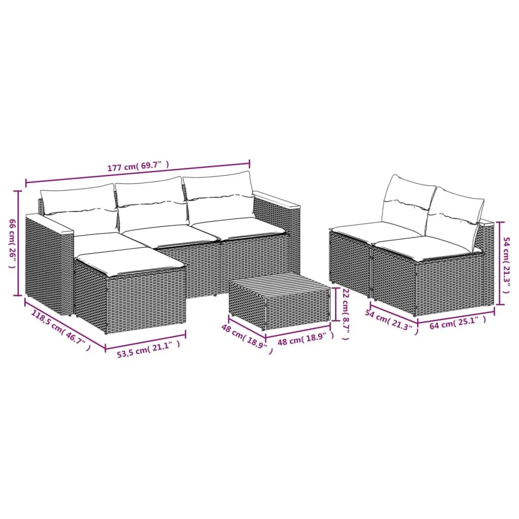 5 Piece Outdoor Garden Sofa Set Black Poly Rattan Furniture Patio