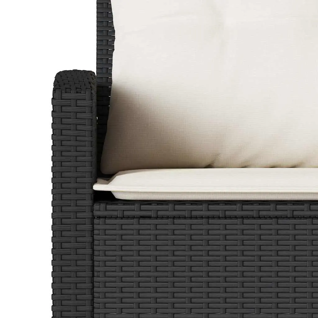 L-Shaped Garden Sofa Set 6 Piece Outdoor Furniture with Cushions Black