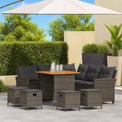 Specifications of 6-Piece L-Shaped Grey Garden Sofa Set