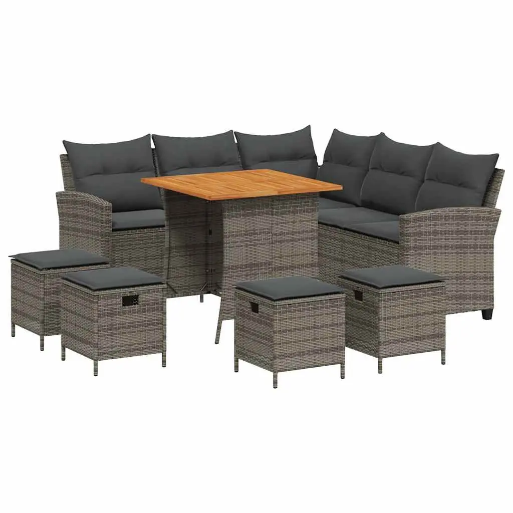 6-Piece L-Shaped Grey Garden Sofa Set