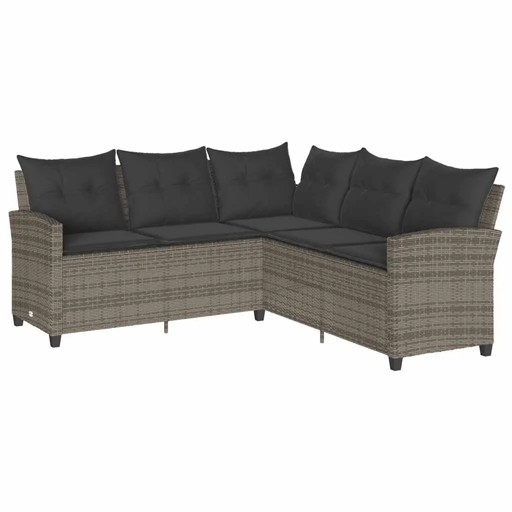 6-Piece L-Shaped Grey Garden Sofa Set