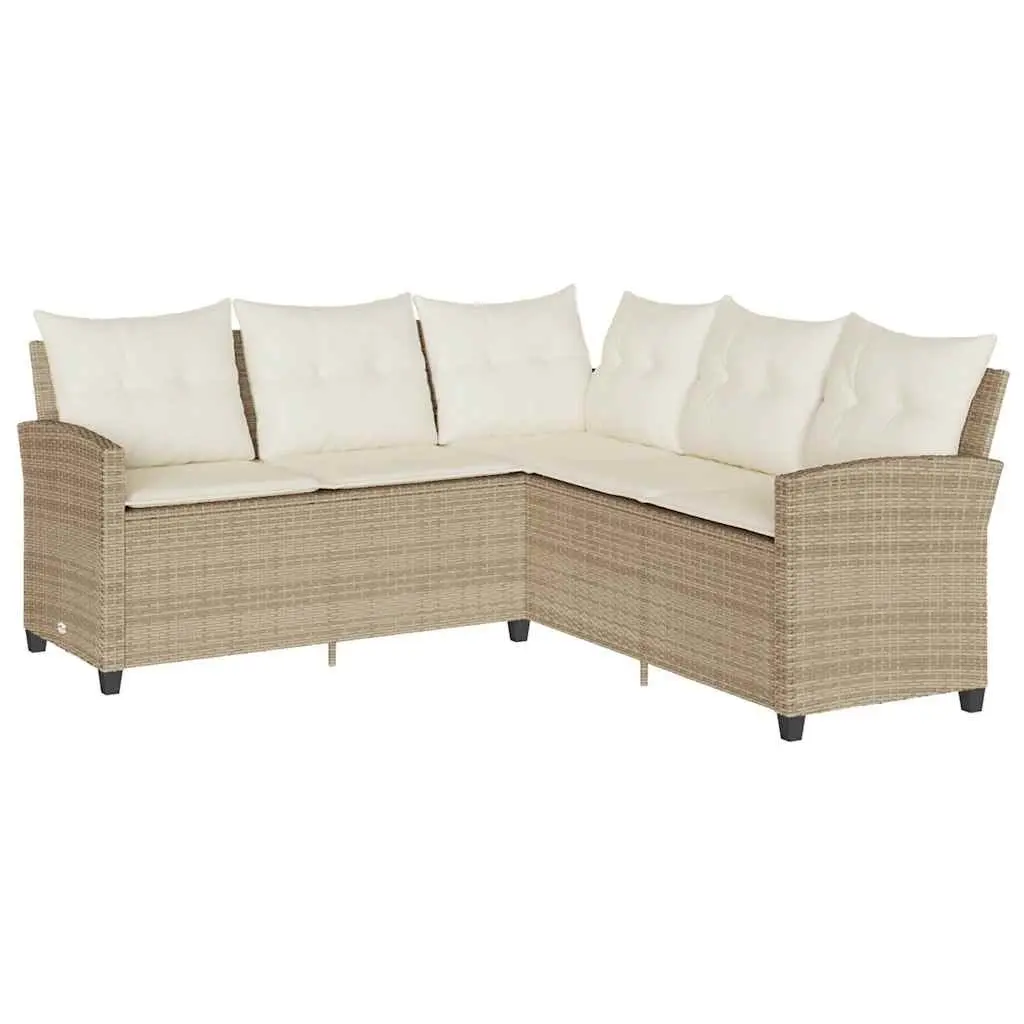 L-shaped Garden Sofa Set Outdoor Furniture Patio 6 Piece Beige with Cushions
