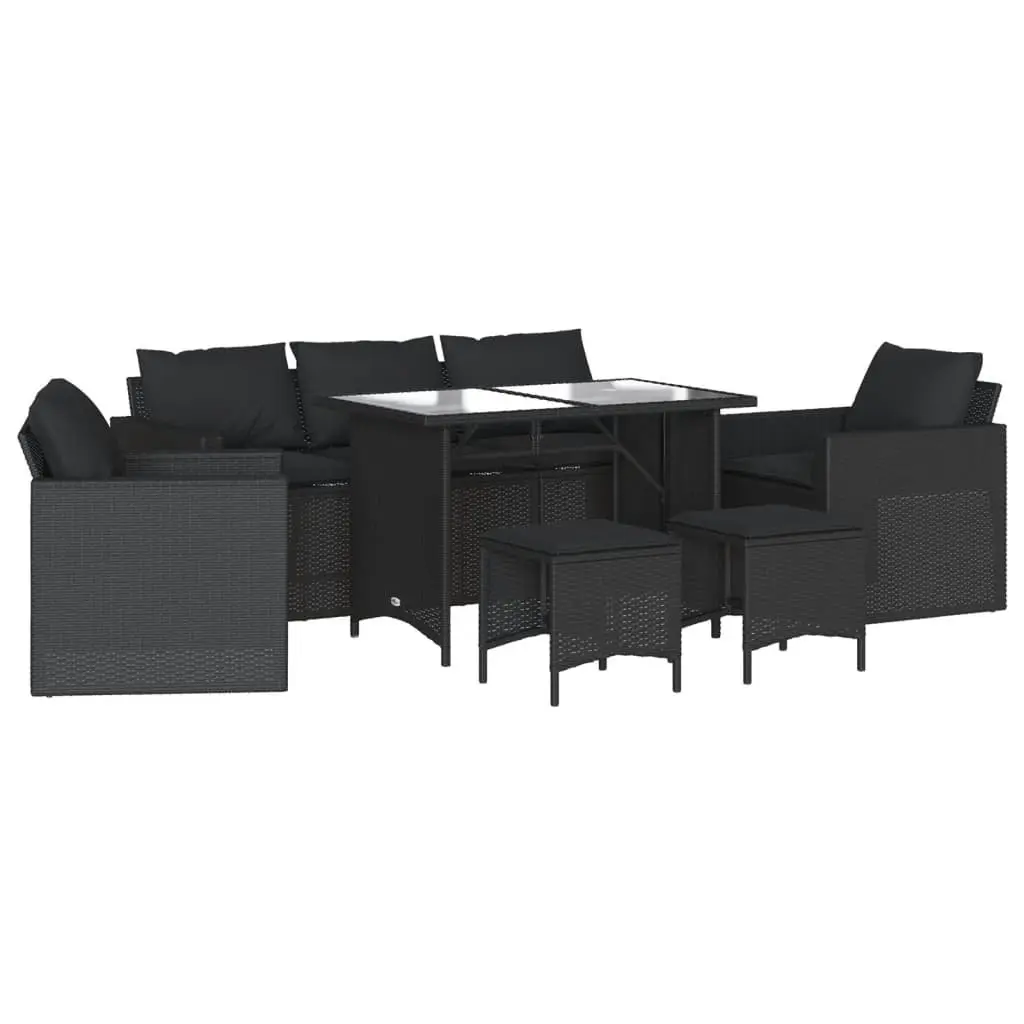Outdoor Garden Sofa Set 6 Piece Patio Furniture Black Poly Rattan