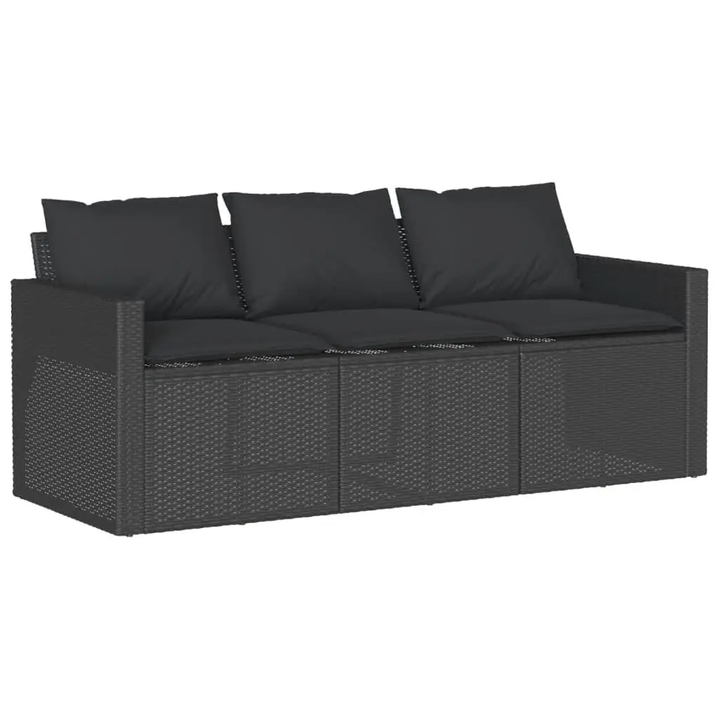 Outdoor Garden Sofa Set 6 Piece Patio Furniture Black Poly Rattan
