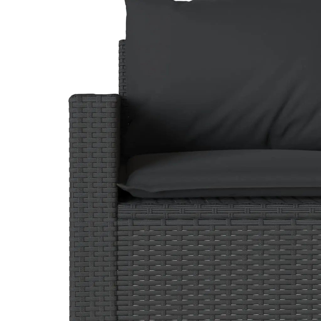 Outdoor Garden Sofa Set 6 Piece Patio Furniture Black Poly Rattan