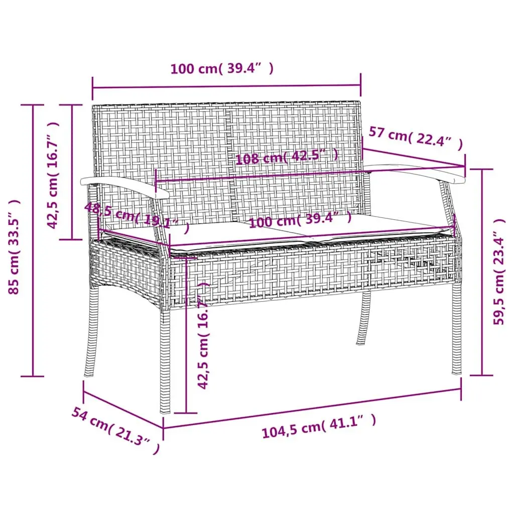 4 Piece Outdoor Dining Set for Garden Patio Black Poly Rattan Table Chairs