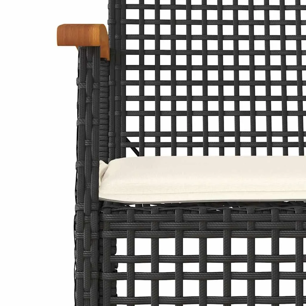 5 Piece Garden Dining Set Outdoor Patio Furniture Black Poly Rattan with