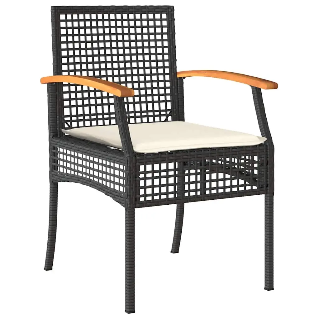3 Piece Garden Dining Set Outdoor Patio Furniture Black Poly Rattan with