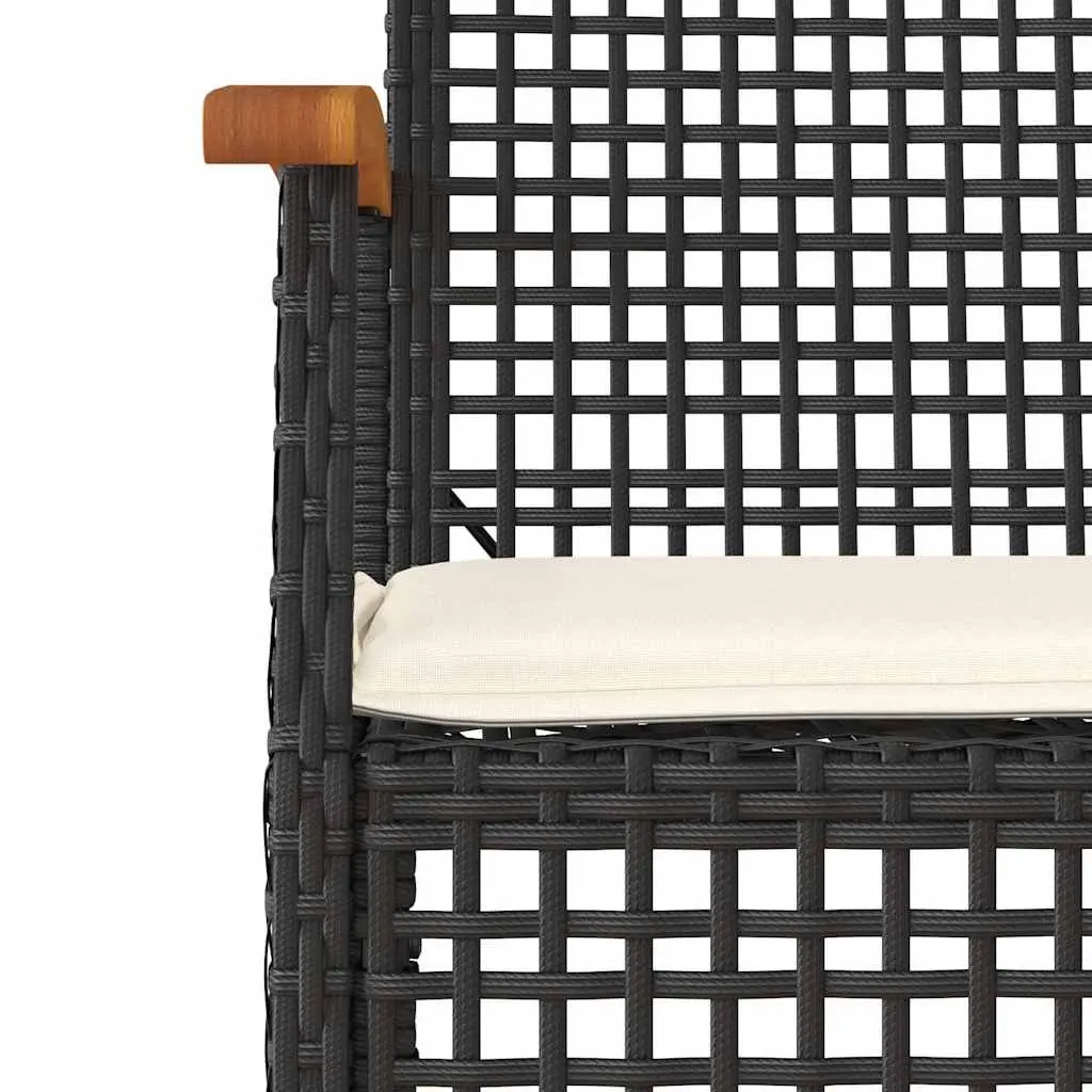3 Piece Garden Dining Set Outdoor Patio Furniture Black Poly Rattan with