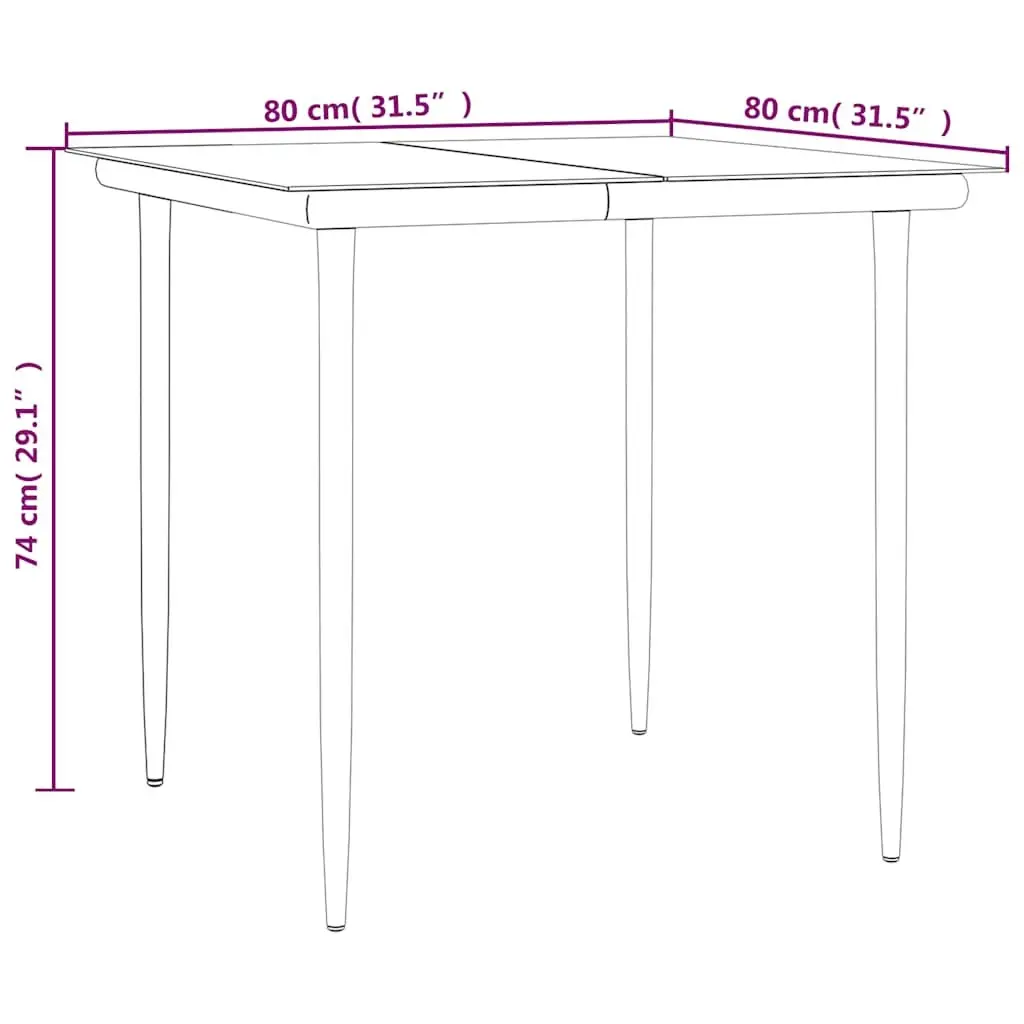 3 Piece Garden Dining Set Outdoor Patio Furniture Black Poly Rattan with