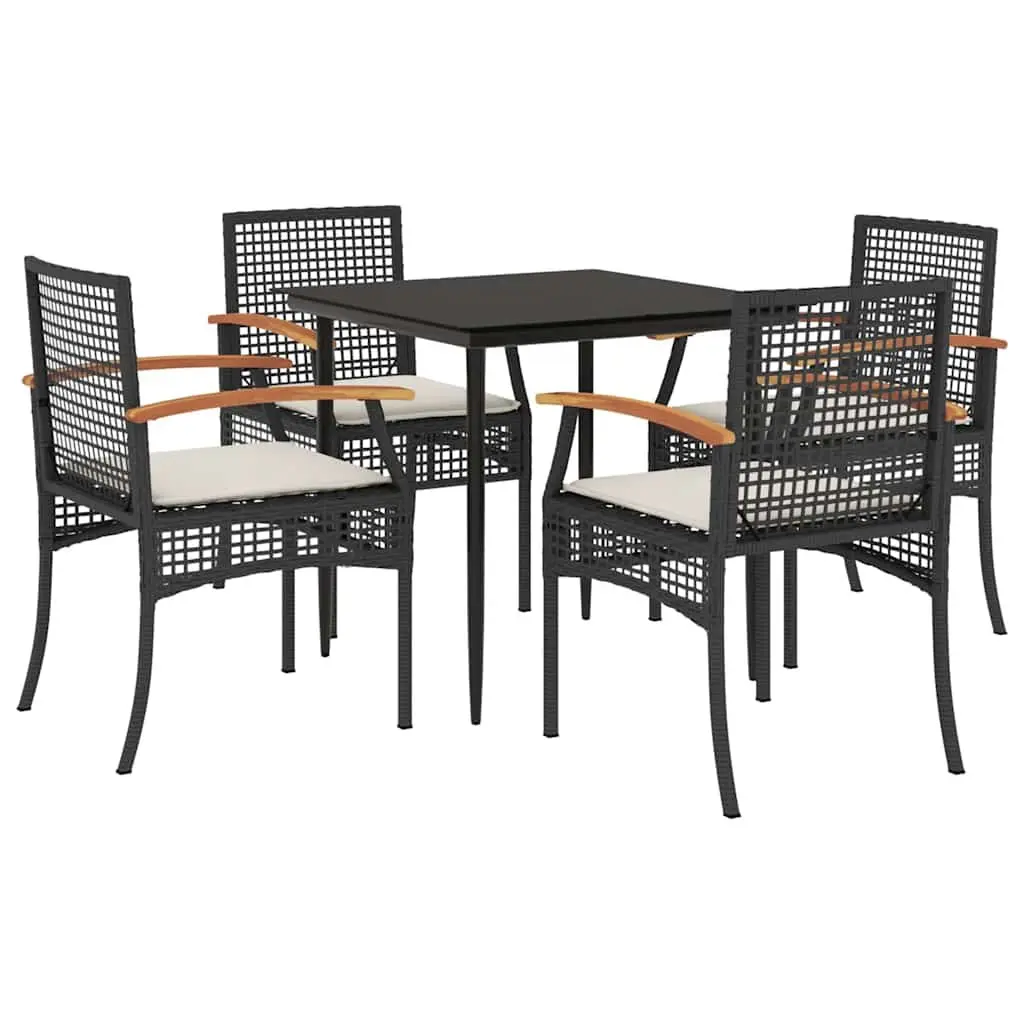 Garden Dining Set 5 Piece Outdoor Furniture Patio Table Chairs Black
