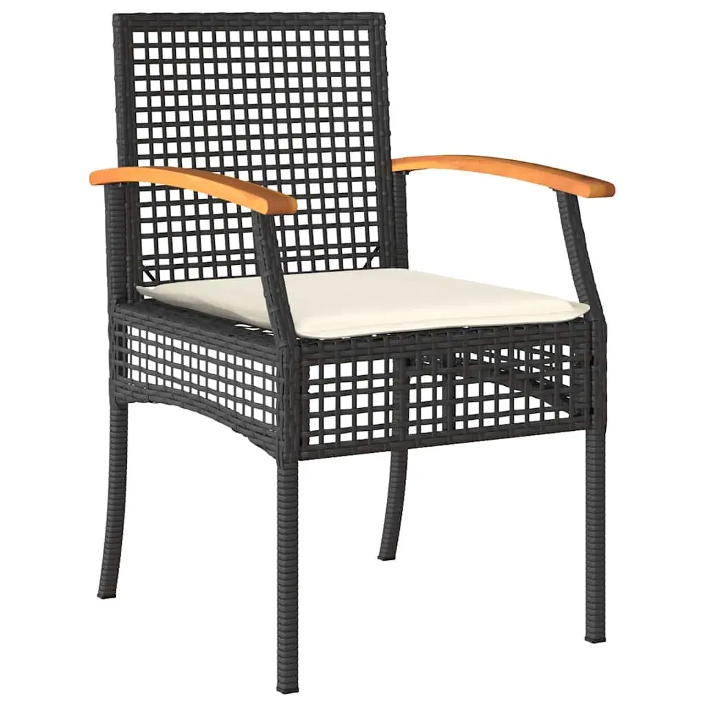 7 Piece Garden Dining Set Outdoor Use Black Poly Rattan