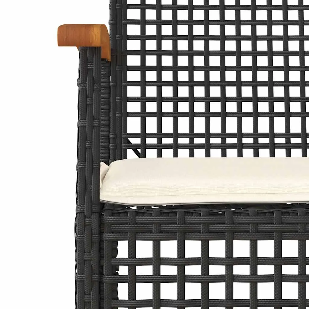 7 Piece Garden Dining Set Outdoor Use Black Poly Rattan