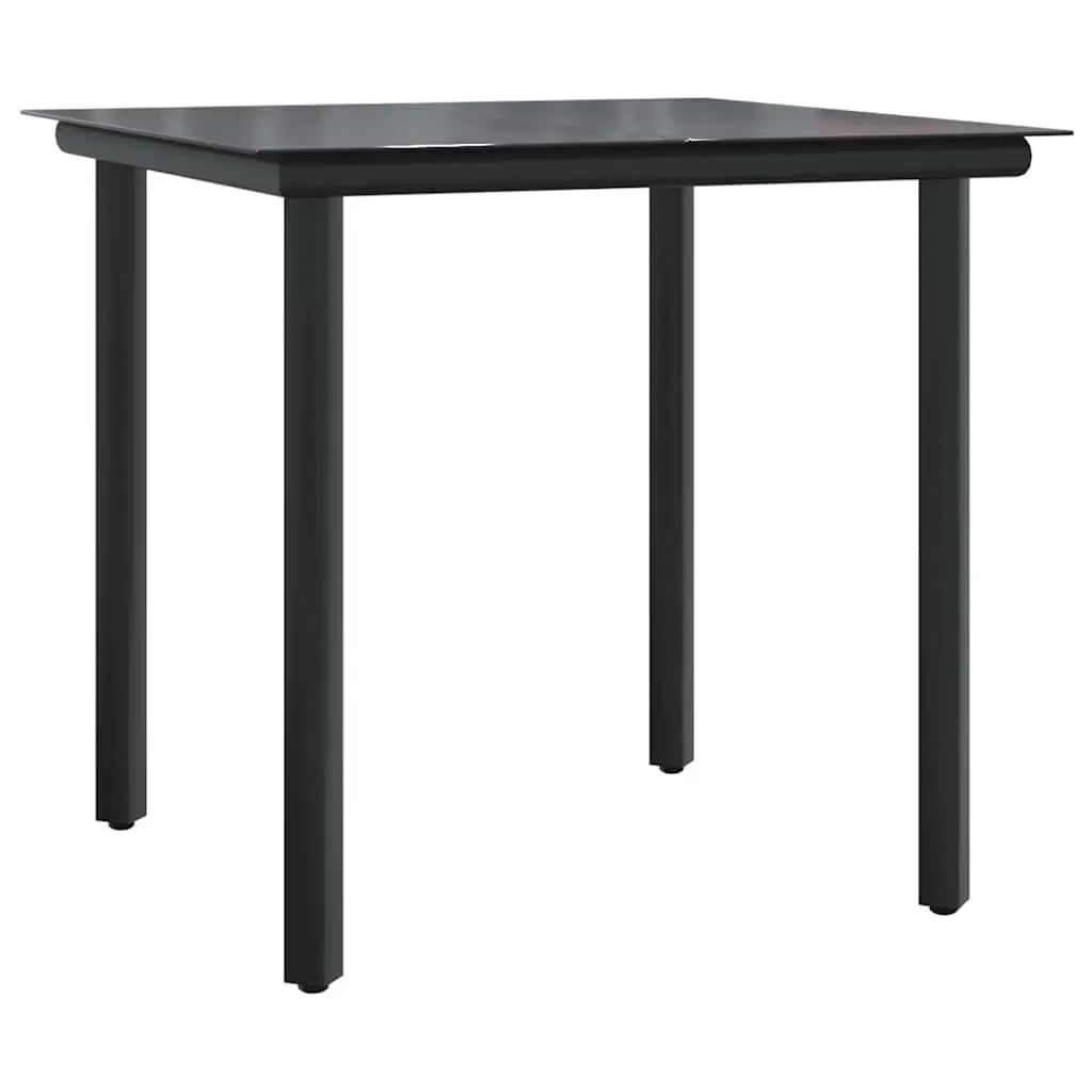 3 Piece Outdoor Dining Set Black Poly Rattan Table Chairs Garden Patio Furniture
